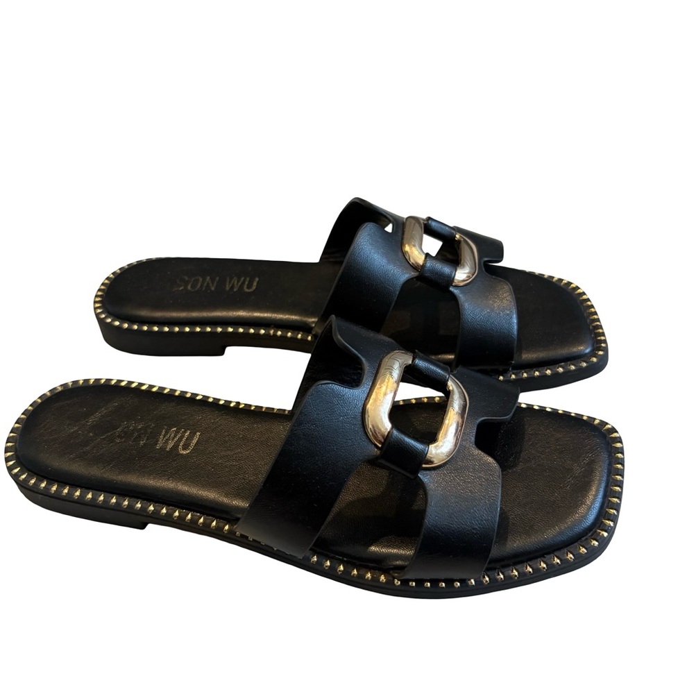 Jason Wu Black Danis Slide Sandals, Sz 7.5 - Picture 4 of 11